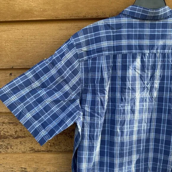 George Blue Plaid Button Down Short Sleeve Mens Shirt Size 3XL - Picture 8 of 10